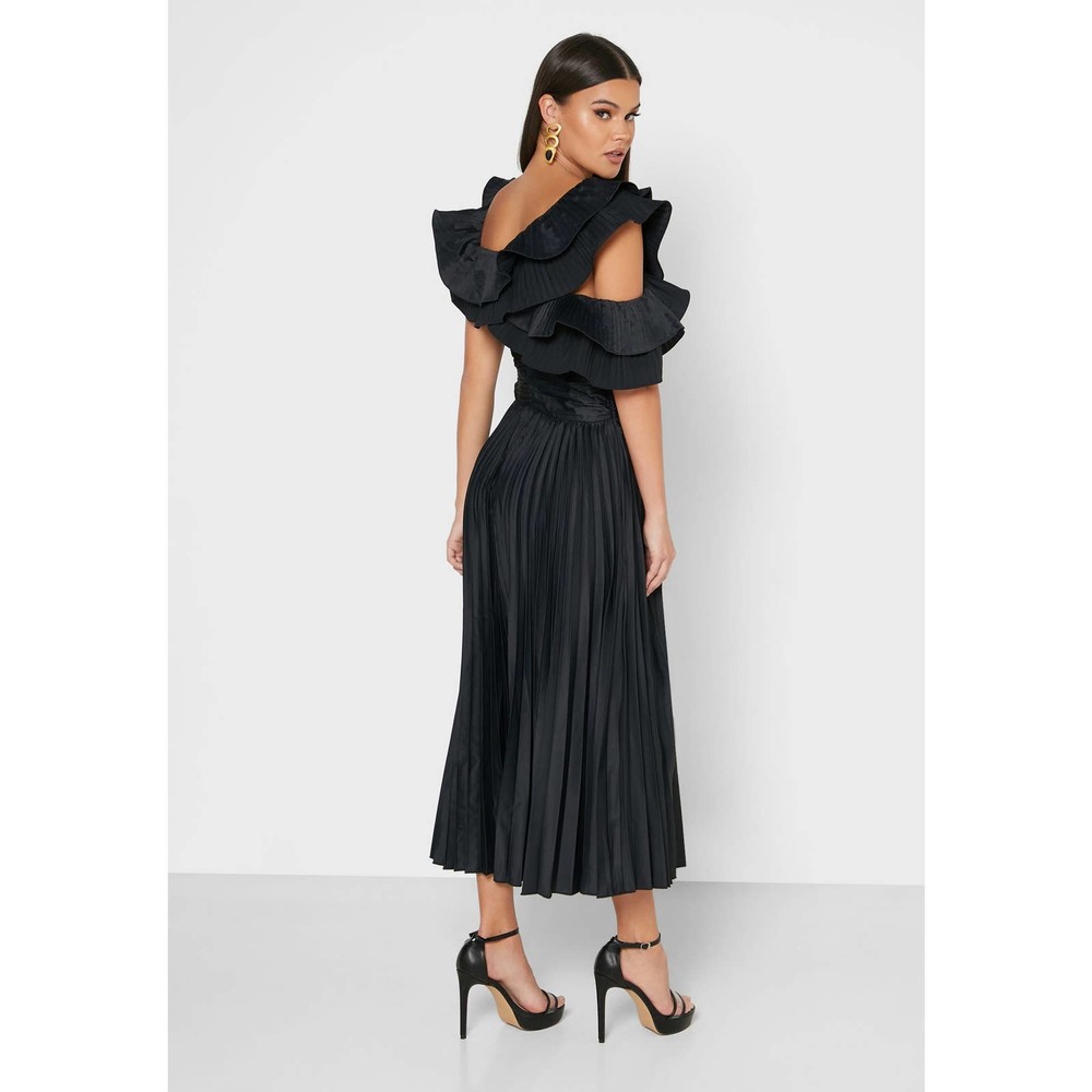 MISSGUIDED One Shoulder Midaxi Pleated Dress Sz.6